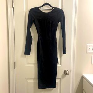 Lulus Va Va Voom Black Backless Long Sleeve Midi Dress